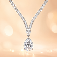 Collier tennis Glam à deux niveaux en moissanite VVS en forme de poire, avec pierres d'accentuation rondes, pour la Saint-Valentin, anniversaire, bijoux empilables pour femmes