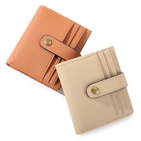 Dompet Koin Kulit Asli Mewah Kecil Khusus Wanita, Tempat Kartu Nama dengan Kancing Penutup