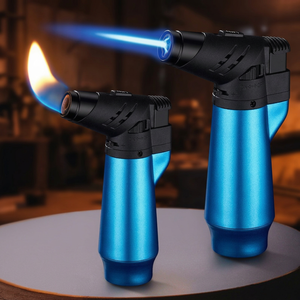 Encendedor de doble llama recargable con butano, antorcha a prueba de viento, diseño de dibujos animados, para cigarros, moxibustión, cocina y aromaterapia - Product Image 1
