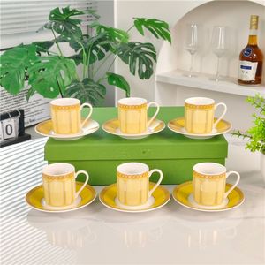 Nouvelle Offre : Coffret Luxe Européen Écologique en Porcelaine Jaune (6 Tasses et Soucoupes) – Idéal comme Cadeau d'Affaires - Product Image 6