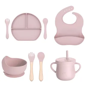 Silicone Child Plate Baby Plates Sets Baby Feeding Dish Suction Baby Silicone Tableware Plate Bowl With Spoon