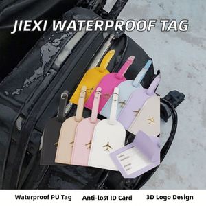 Nouvelle étiquette de bagage JIEXI en cuir écologique avec logo 3D et motif géométrique, en PU souple et imperméable, pour les loisirs - Product Image 2