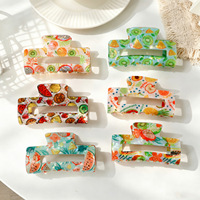 Hete aanbieding, hoogwaardige zoete zomerfruit haarclips, 6 soorten tropische fruitprint, vakantie haaraccessoire