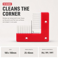 Brosse industrielle en forme de L 100x100mm, filaments PA PP PPT, poils 25-45mm, base en nylon rouge, brosse de nettoyage pour coins et bords