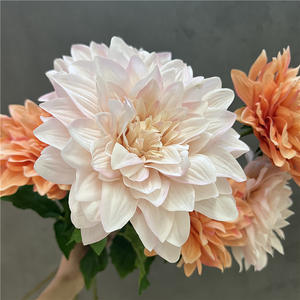 하이 퀄리티 웨딩 홈 장식 꽃 단일 큰 머리 달리아 인공 라텍스 리얼 터치 화이트 달리아 꽃 식물 - Product Image 4