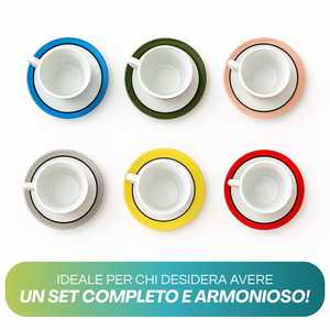 Set di 12 Tazze e Piattini in Porcellana da 80ml, Lavabili in Lavastoviglie e Microonde, Fantasia Oceanica - Product Image 4
