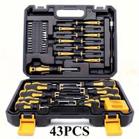 Ensemble de 43 tournevis magnétiques professionnels portables en acier au chrome-vanadium, certifiés CE, avec boîte à outils personnalisée pour la maison