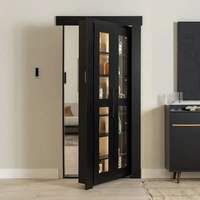 CASEN Armoire de rangement en bois massif personnalisée Porte d'étagère cachée avec mesures secrètes pour le salon Chambre à coucher Cave à vin
