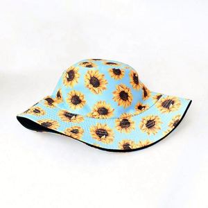 Chapeau Bob Réversible Personnalisé Imprimé Tournesol 5 Panneaux Respirant Anti-UV 100% Coton – Vente en Gros - Product Image 3