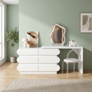 Modern Makeup Vanity Table <b>With</b> <b>Lighted</b> <b>Mirror</b> Storage Desk For Bedroom Furniture - Product Image 4