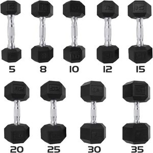 Mancuernas Hexagonales de Goma Negra de 20 KG, Duraderas, Unisex, para Uso Doméstico, Entrenamiento Funcional, Compra en Línea Directo de Fábrica - Product Image 4