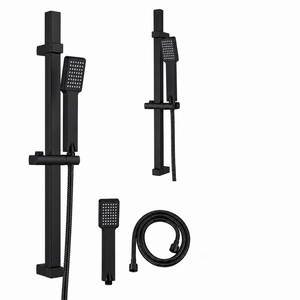 Ensemble <span class=keywords><strong>de</strong></span> barres coulissantes noires mates <span class=keywords><strong>de</strong></span> qualité supérieure avec support rectangulaire réglable en hauteur pour la modernisation des salles <span class=keywords><strong>de</strong></span> bain <span class=keywords><strong>de</strong></span> villas contemporaines - Product Image 2