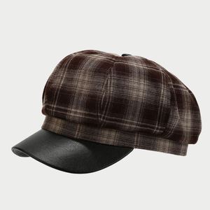 หมวกทรงนิวส์บอยสไตล์วินเทจญี่ปุ่นปี 2024 ลายตาราง 8 ชิ้น แฟชั่นลายสก็อตสำหรับผู้หญิง - Product Image 4