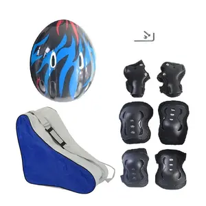 Inline Roller Skate Helm Keselamatan Skating Set Lutut Siku Bantalan Pergelangan Tangan untuk Anak Laki-laki dan Perempuan