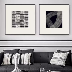 <span class=keywords><strong>Peinture</strong></span> décorative abstraite médiévale française noir et blanc sur toile encadrée de haute qualité pour salon, tableau mural pour restaurant - Product Image 4