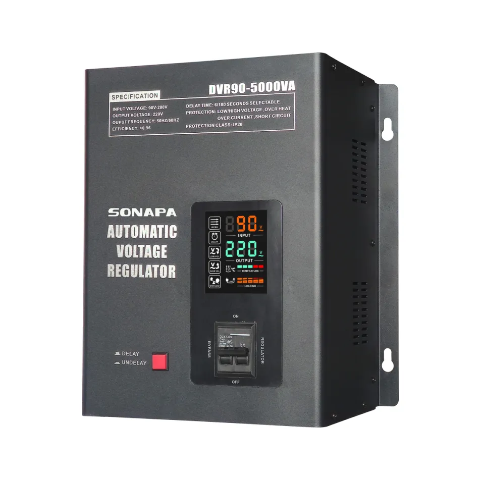 90-280V Relais Type 5000VA Grote Case Wandmontage Zwarte Automatische Voltage Regulators Stabilisatoren