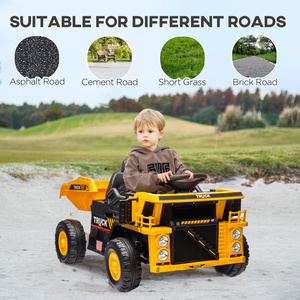 Camion benne électrique 12V pour enfants avec benne basculante électrique, roues à suspension à ressort, musique et phares, pour les 3 ans et plus - Product Image 5