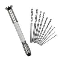 Ensemble de perceuse manuelle à vis avec 10 forets hélicoïdaux HSS de 0,8 à 3,0 mm pour la résine, le travail du bois et les loisirs créatifs