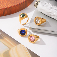 Bague en Acier Inoxydable Plaqué Or PVD 18K avec Zircon, Bijou Délicat pour Femme, Meilleure Vente H&C 2026, Prix d'Usine en Gros