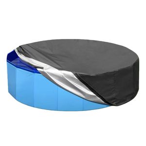 Cubierta <span class=keywords><strong>Redonda</strong></span> de 10' para <span class=keywords><strong>Piscina</strong></span> y Jacuzzi, para Piscinas Elevadas, Tela Oxford Negra, Impermeable, Resistente a los Rayos UV, Portátil - Product Image 2