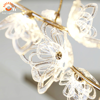 Lustre suspendu en forme de branche florale - Villa de luxe, escalier, hall d'hôtel, éclairage d'ambiance artistique