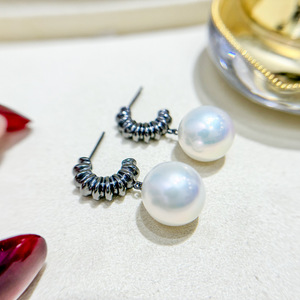 S925 Silver DIY Pearl Accessories Empty Tray with 9-13mm Round Beads <b>Fashion</b> <b>Drop</b> <b>Earrings</b> 22199 - Product Image 3