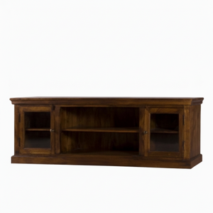 Meuble TV en bois de manguier de style vintage avec finition antique de luxe Meuble de rangement polyvalent pour salon, maison, chambre d'hôtel - Product Image 1