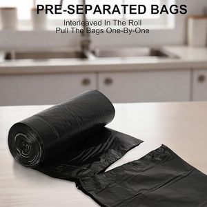 Sacs poubelles noirs jetables avec fermeture à lien rouge, en LDPE, pour déchets ménagers, lot économique de 150 unités - Product Image 4