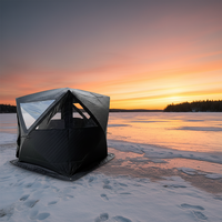 Tenda Sauna Persegi Modern 6 Orang dengan Logo Kustom Warmfire Factory, Tahan Air untuk Musim Dingin dan Empat Musim, Bahan Oxford untuk Memancing di Es