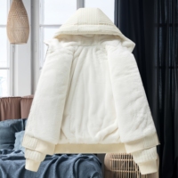 Veste d'hiver personnalisée pour homme avec doublure épaisse et moelleuse, veste à capuche, veste décontractée ample, veste en coton polyvalente