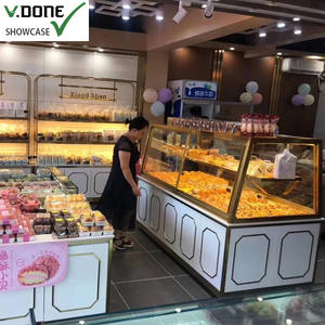 Estante de exhibición de supermercado Estante de pan de metal y madera Gabinete Estante de pastelería Escaparate para artículos de panadería - Product Image 3