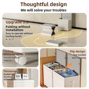 Yimire, venta al por mayor, caja de almacenamiento plegable de plástico blanco, organizadores de juguetes apilables con ruedas, contenedores de gabinete grandes para ropa - Product Image 2