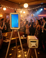 Nouvelle conception de photomaton intelligent multifonctionnel en bois de chêne rétro avec impression instantanée et écran tactile pour les fêtes, les smartphones et les appareils photo