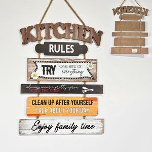 'Kitchen Rules' Wooden Decor Hanging Wooden Sign Rustic <strong>Vintage</strong> Home Decorations and Wall Decor Kitchen Wall Decor - Product Image 4