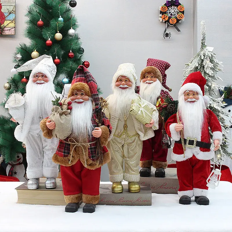 Adornos navideños de Papá Noel de 30cm, muñeco de anciano rojo, suministros de decoración navideña, decoración para fiesta de Navidad