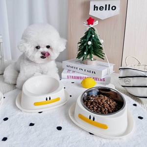 Gamelle pour animaux de compagnie Harry YaYa, base en acier inoxydable, design canard, pour chiens et chats, anti-renversement, grande capacité - Product Image 1