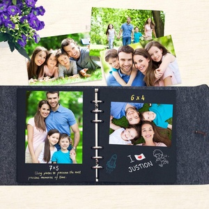 Album di Album di Album di foto di feltro grigio scuro multifunzionale con raccoglitore ad anelli ricaricabile e pagine nere vuote - Product Image 5