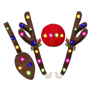Kit de Decoración Navideña para Auto con Cuernos de <span class=keywords><strong>Reno</strong></span> con Luz, <span class=keywords><strong>Reno</strong></span> <span class=keywords><strong>Rudolph</strong></span> y <span class=keywords><strong>Nariz</strong></span> <span class=keywords><strong>Roja</strong></span> para Decoraciones Navideñas de Coche - Product Image 4