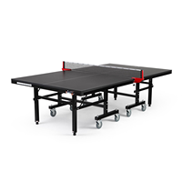 Table de tennis de table pliable et mobile en gros, table de ping-pong de taille réglementaire avec roues pour l'intérieur et l'extérieur