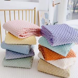 Couverture de bébé en velours en relief, couleurs unies, 100% polyester, super doux, bonnet en velours, textile de maison, minky - Product Image 3