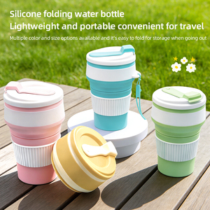 OEM ODM Eco-Friendly Waterproof 350ml Foldable Portable Travel Pet Puppy Dog Water Drinking Bowl <b>Dispenser</b> <b>Bottle</b> - Product Image 2