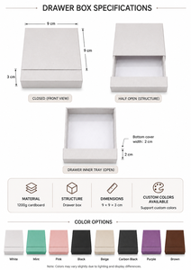 Caja de regalo de lujo con cajón, caja de embalaje de papel para joyería con logotipo personalizado para anillos, pendientes, accesorios, tienda de regalos y embalaje de joyería - Product Image 2