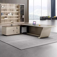 Élégant bureau de luxe léger en acajou et acier Table de superviseur simple et moderne pour directeur exécutif
