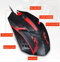 V1 tetikus bercahaya LED antiair, tetikus game kunci fungsi Ultra tipis isi ulang daya murah