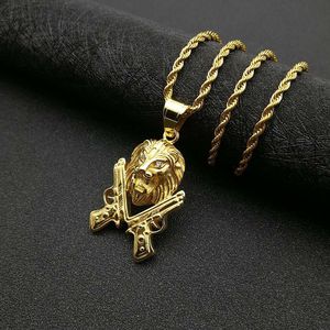 Yunnique – collier avec pendentif tête de Lion en acier inoxydable pour hommes, bijoux Hip Hop, accessoire de fête - Product Image 2