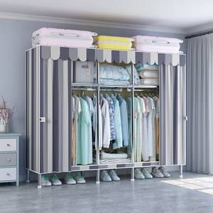 Armario de tela plegable portátil de lujo con tubos de metal Armario de almacenamiento de ropa para colgar ropa de alta resistencia - Product Image 3