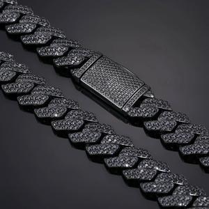 925 argent hommes Bracelet accessoire personnalité de la mode 10mm Double rangée diamant Bracelet cubain produit le plus vendu de l'inde - Product Image 2