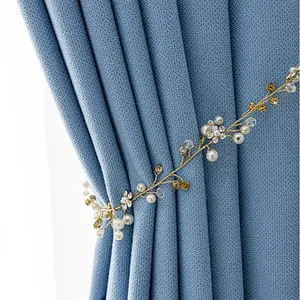 Factory supply embroidery curtain look fabric curtains for the living room