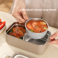 Lonchera Bento Apilable de Tres Niveles, Apta para Microondas, de Calidad Alimentaria, con Tapa de Acero Inoxidable para Trabajadores de Oficina