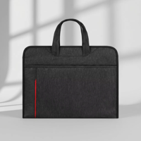 Porte-documents pour homme avec logo personnalisé, gris noir, double couche, imperméable, durable, sac de rangement pour documents de bureau, doublure en nylon